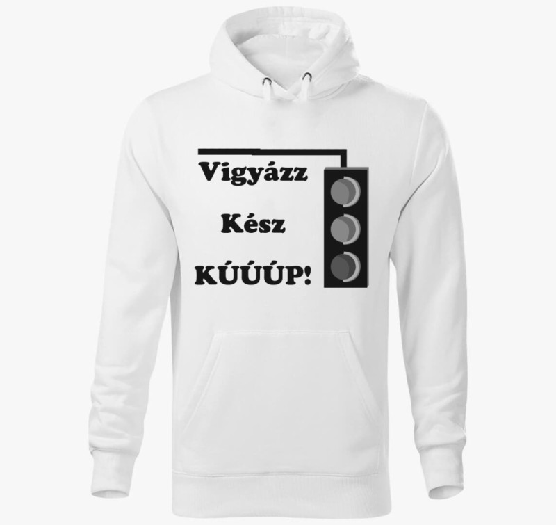 Vigyázz, kész, kúúúp kapucnis pulóver — Fehér