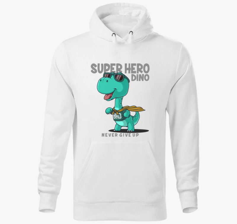 Dino Hero kapucnis pulóver — Fehér