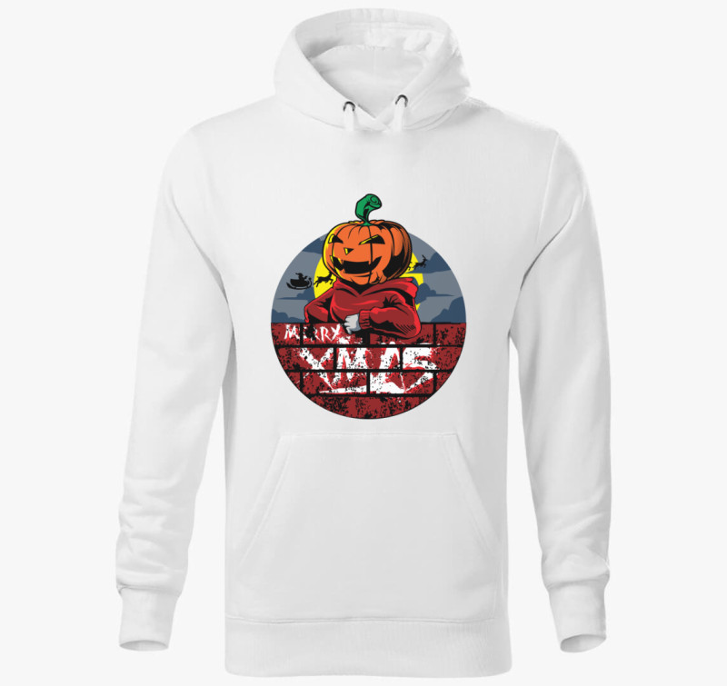Halloween-i karácsony kapucnis pulóver — Fehér