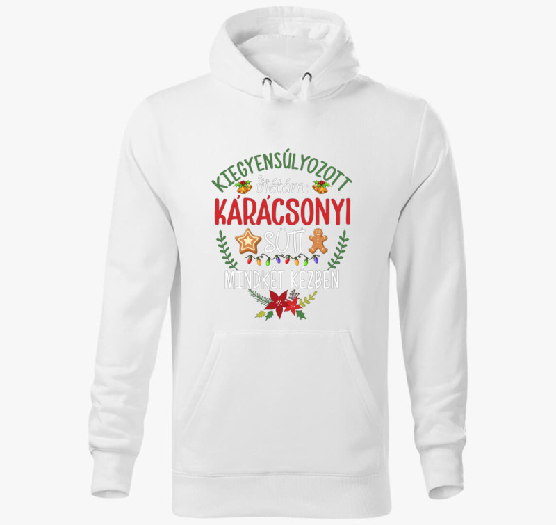 Karácsonyi diétázós kapucnis pulóver — Fehér