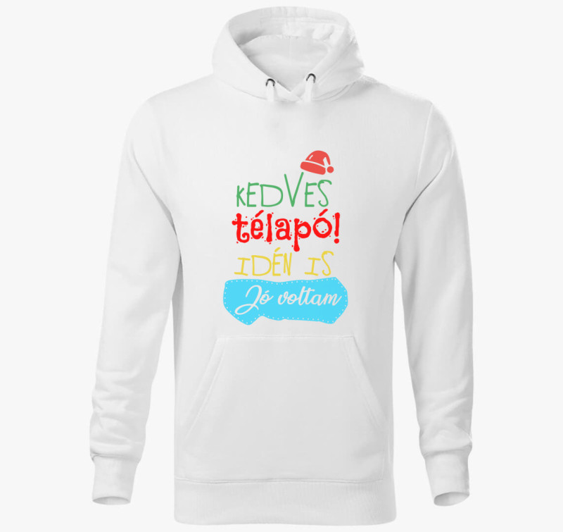 Kedves télapó kapucnis pulóver — Fehér