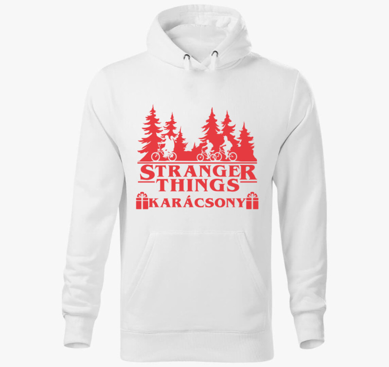 Stranger Things karácsony kapucnis pulóver — Fehér