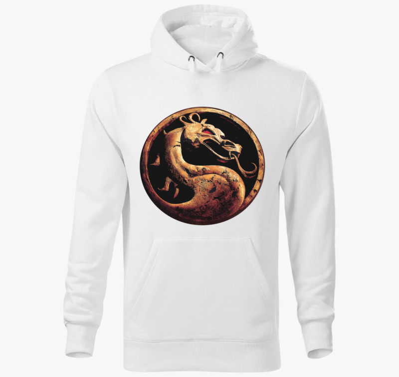 Mortal kombat 1995 mintájú kapucnis pulóver — Fehér