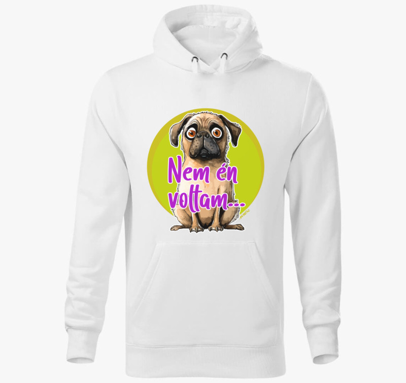 Mopsz kutya kapucnis pulóver — Fehér