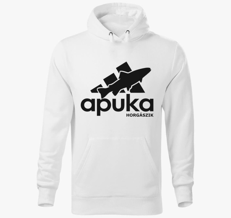 Apuka horgászik márkás kapucnis pulóver — Fehér