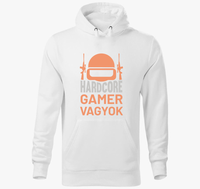 Hardcore gamer vagyok kapucnis pulóver — Fehér