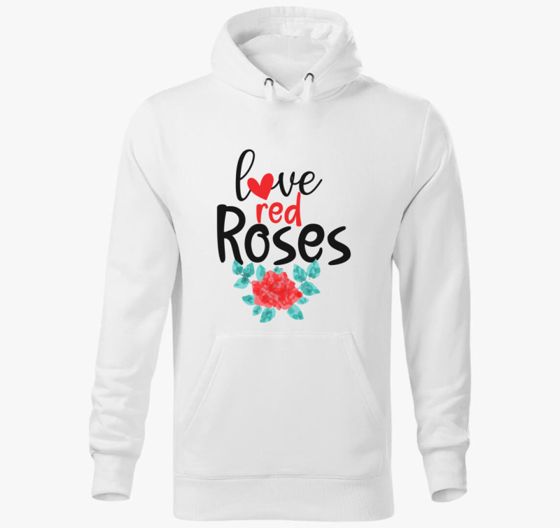 Love Roses kapucnis pulóver — Fehér