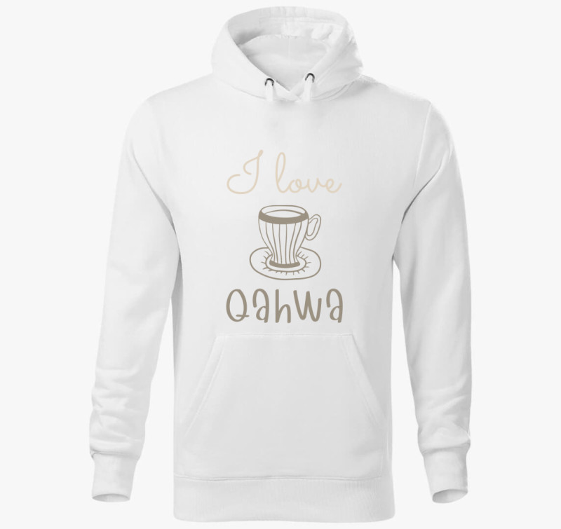 I love Qahwa - török/arab kávé (világos) kapucnis pulóver — Fehér
