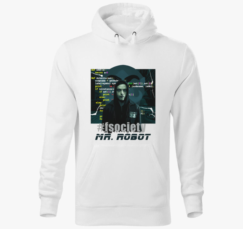 Mr. Robot kapucnis pulóver — Fehér