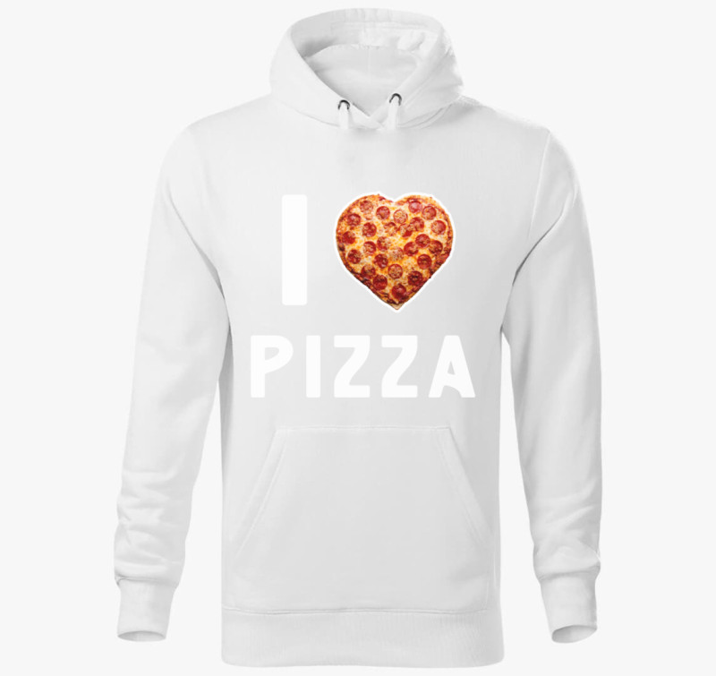 I love pizza kapucnis pulóver — Fehér