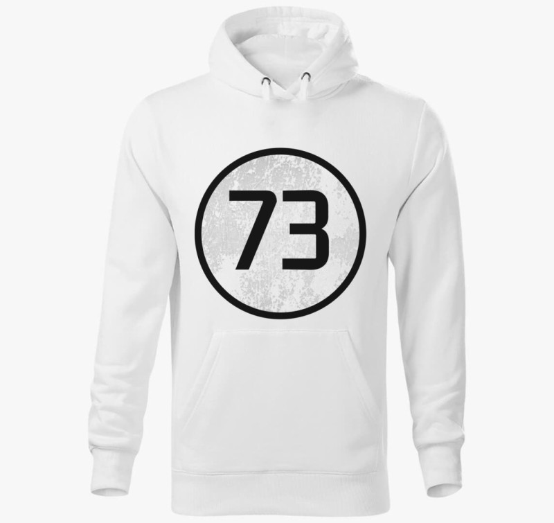 73 prím (Sheldon) kapucnis pulóver — Fehér
