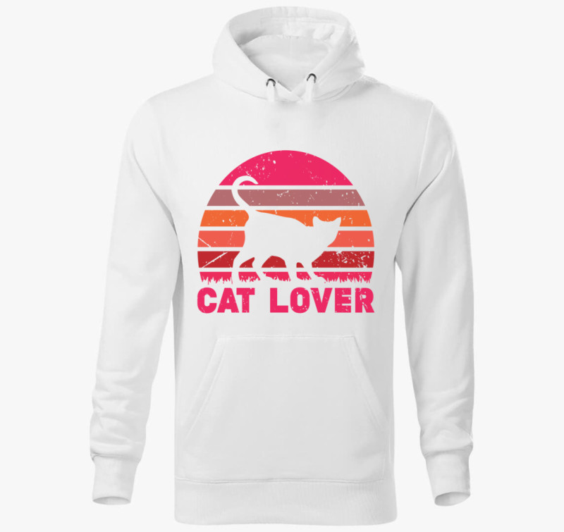 Cat lover kapucnis pulóver — Fehér