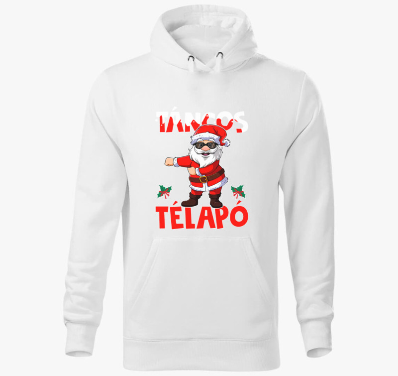 Táncos Télapó kapucnis pulóver — Fehér