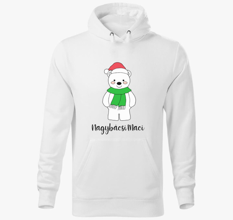 Nagybácsi maci karácsonyi kapucnis pulóver — Fehér
