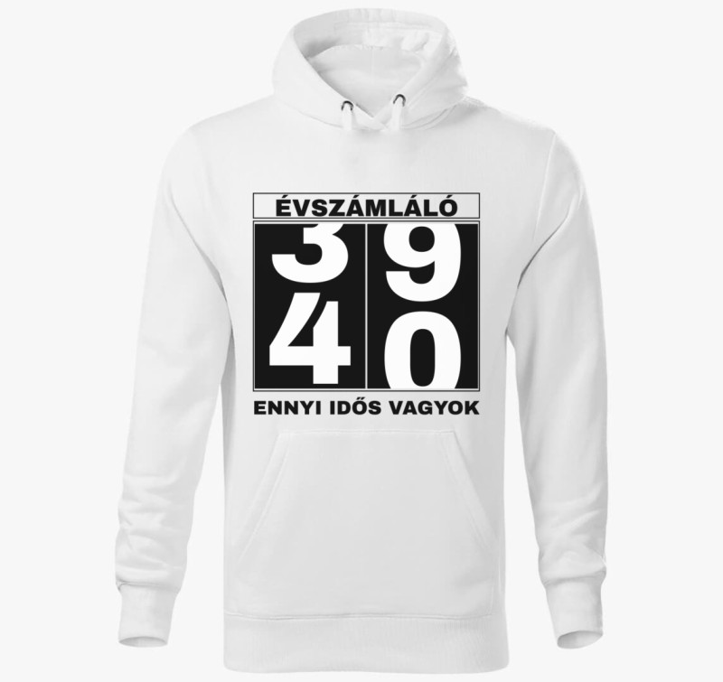 Évszámláló 40 éves szülinapi póló — Fehér