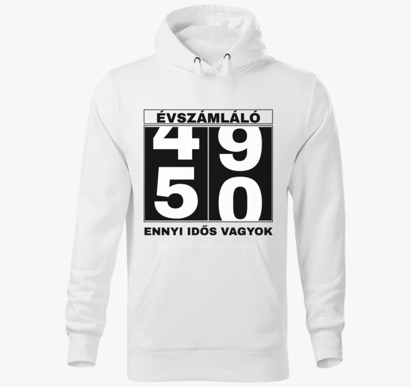 Évszámláló 50 éves szülinapi kapucnis pulóver — Fehér