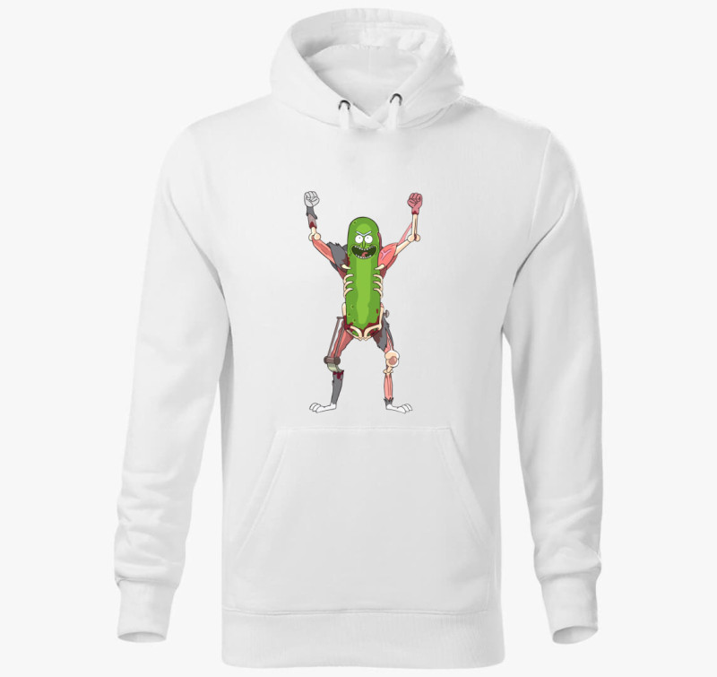 Pickle Rick Rat Suit kapucnis pulóver — Fehér