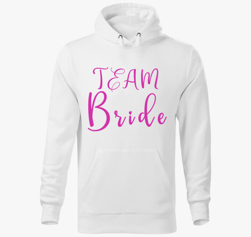 TEAM Bride pink szivecske kapucnis pulóver — Fehér