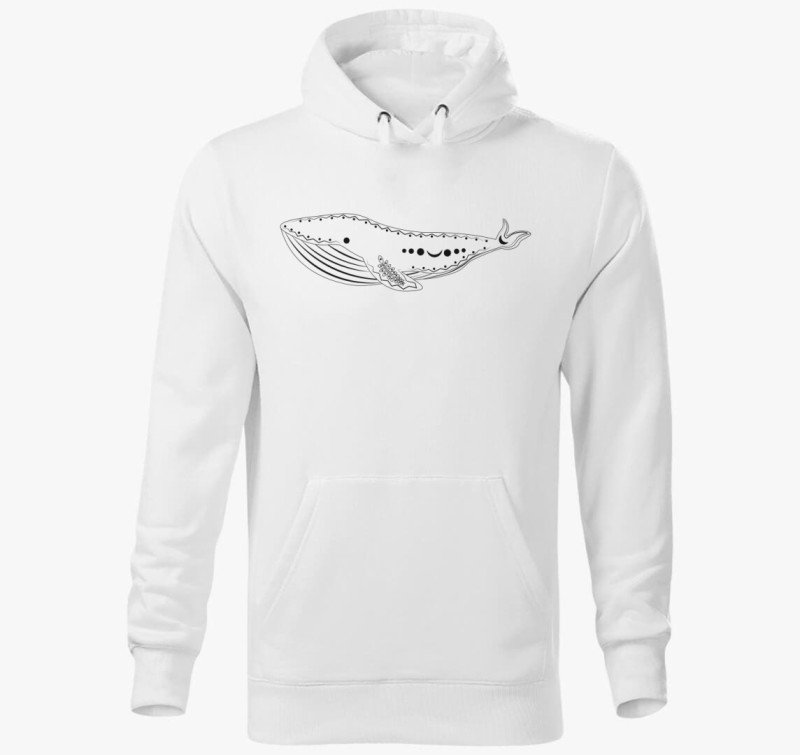 Bálna lineart kapucnis pulóver — Fehér