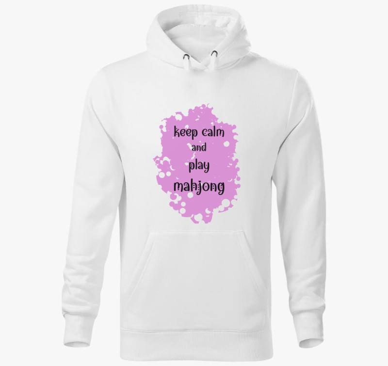 Keep calm mahjong pink kapucnis pulóver — Fehér