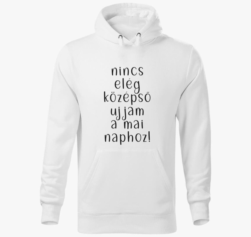 Középső ujj kapucnis pulóver — Fehér