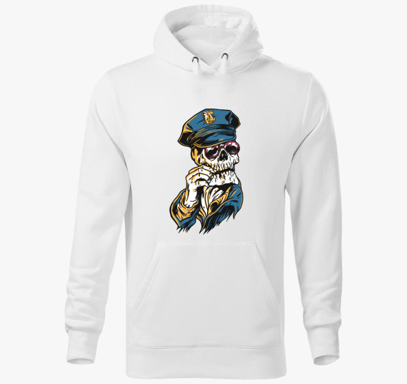 Skeleton Officer kapucnis pulóver — Fehér
