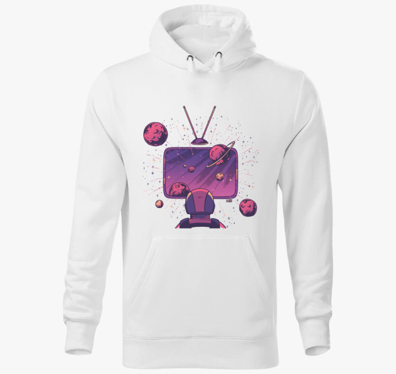 Space TV kapucnis pulóver — Fehér