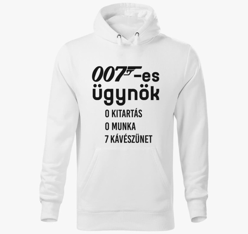 007-es ügynök kávészünet kapucnis pulóver — Fehér