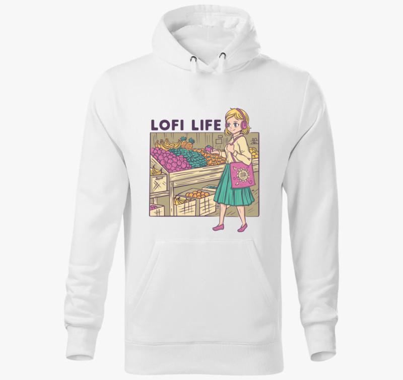 LoFi LiFe kapucnis pulóver — Fehér