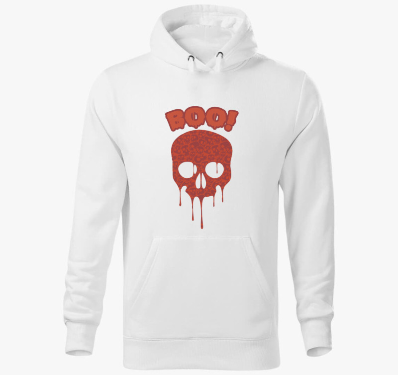 Boo red skull kapucnis pulóver — Fehér
