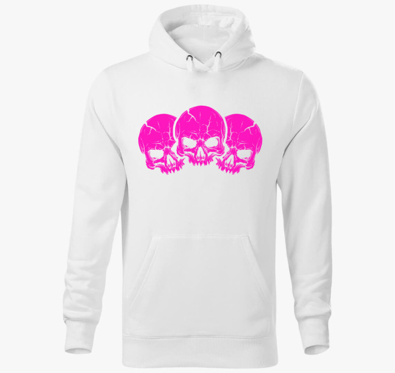 3 pink skulls kapucnis pulóver — Fehér