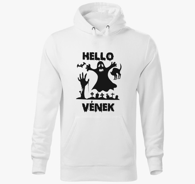 Hello vének halloween kapucnis pulóver — Fehér