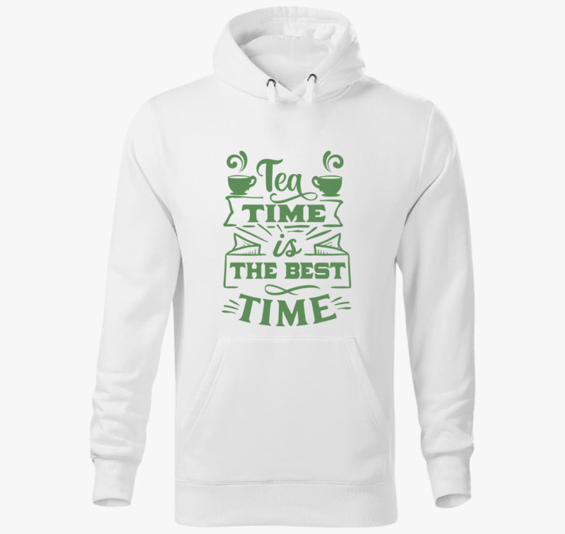 Tea time kapucnis pulóver — Fehér