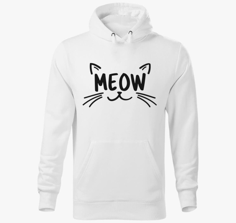 Meow cica kapucnis pulóver — Fehér