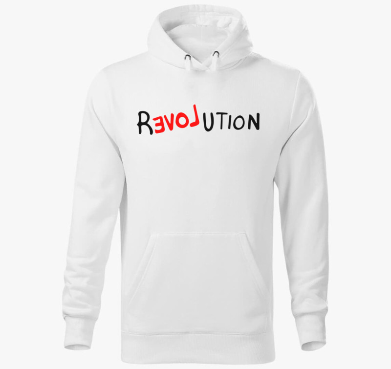 Revolution feliratú kapucnis pulóver — Fehér