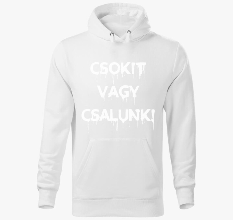 Csokit v csalunk kapucnis pulóver — Fehér