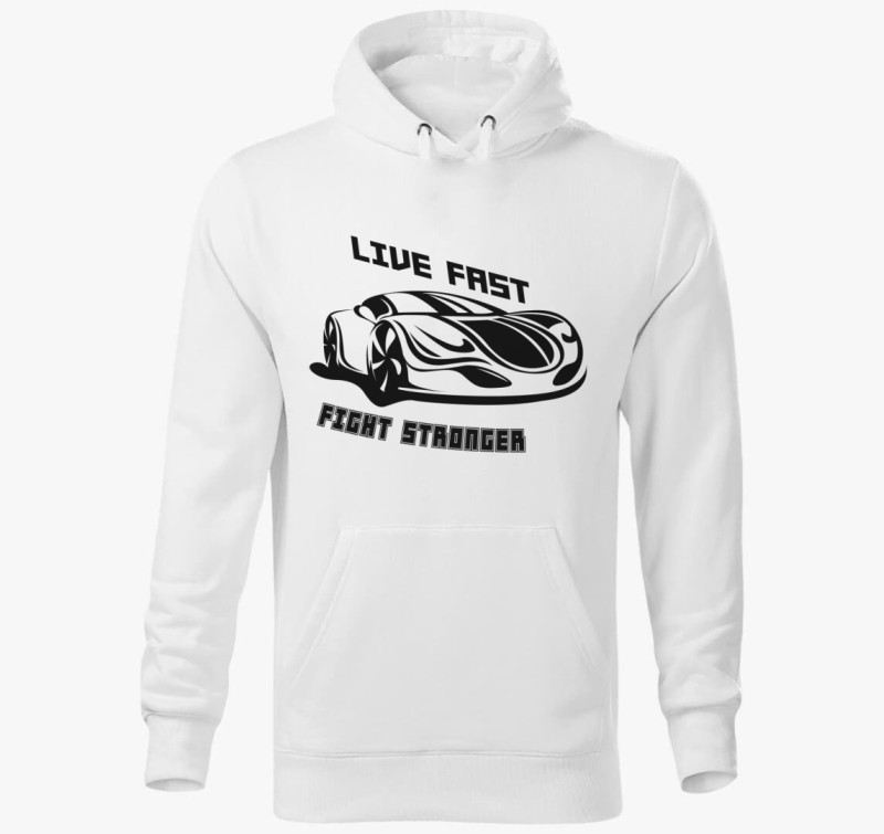 Live fast 4 kapucnis pulóver — Fehér