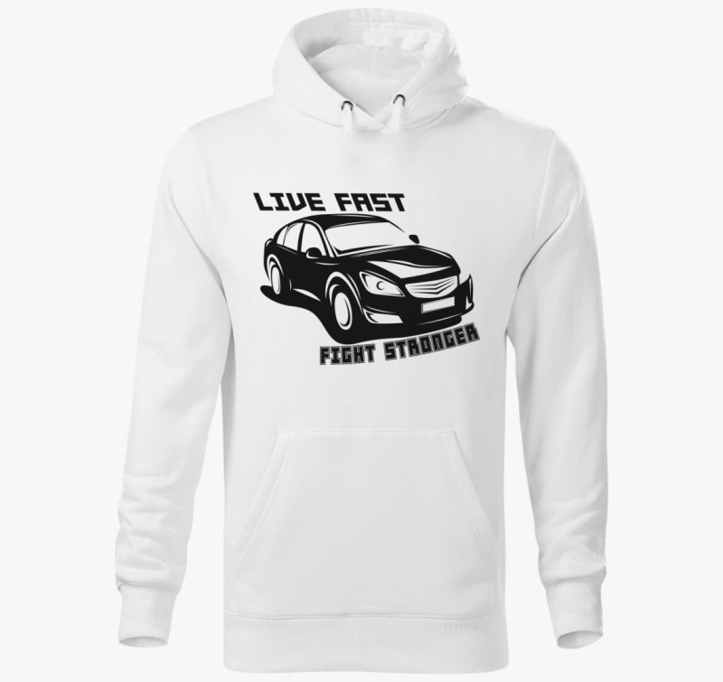 Live fast 6 kapucnis pulóver — Fehér