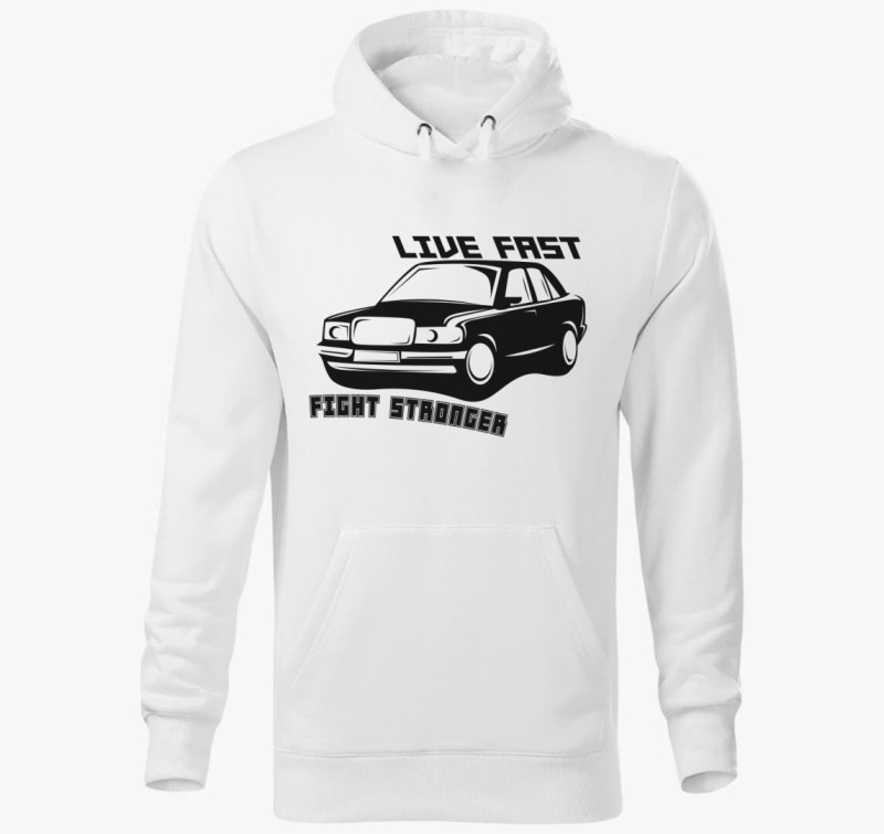 Live fast 8 kapucnis pulóver — Fehér