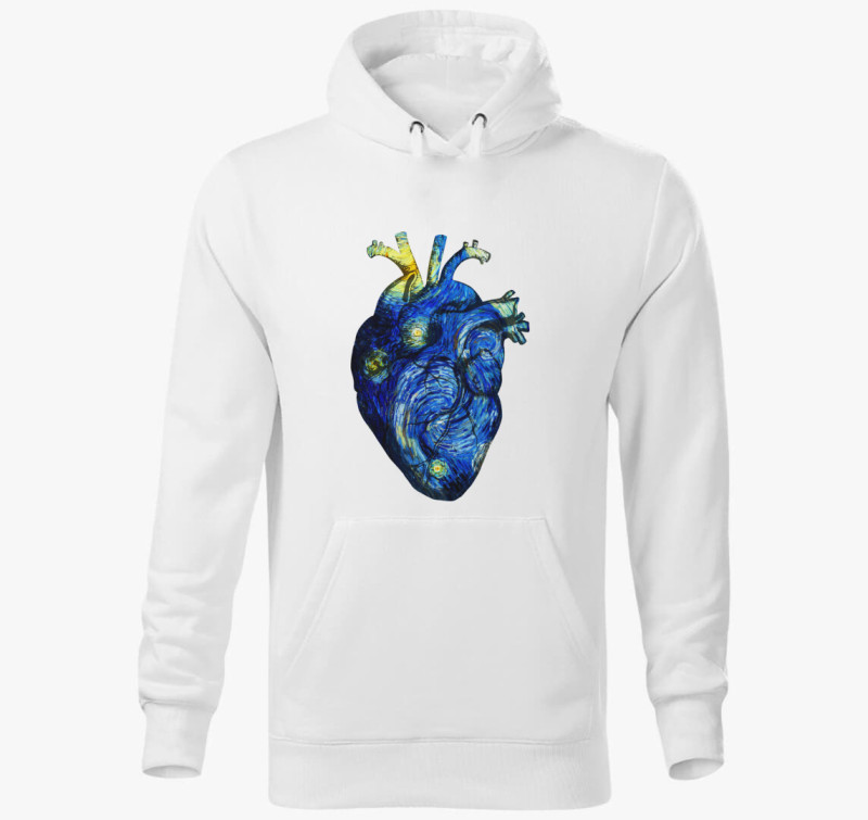 Starry night anatomy heart kapucnis pulóver — Fehér