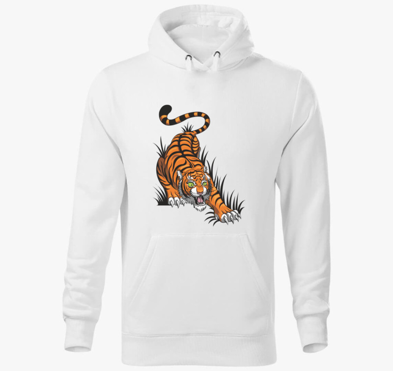 Tiger kapucnis pulóver — Fehér