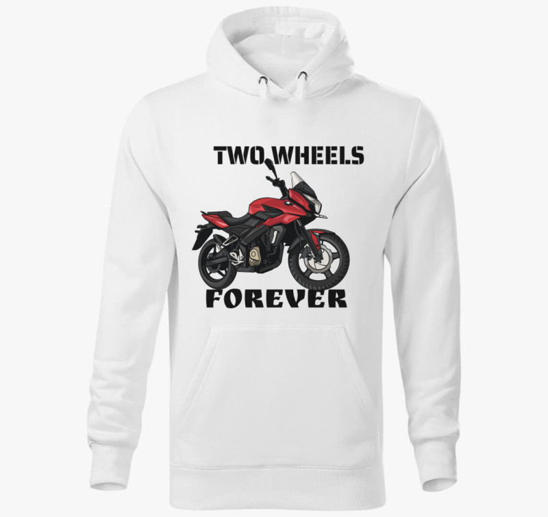 Two Wheels Forever kapucnis pulóver — Fehér