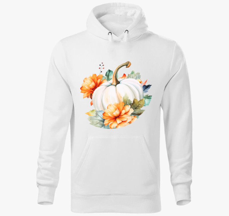 Floral white pumpkin kapucnis pulóver — Fehér