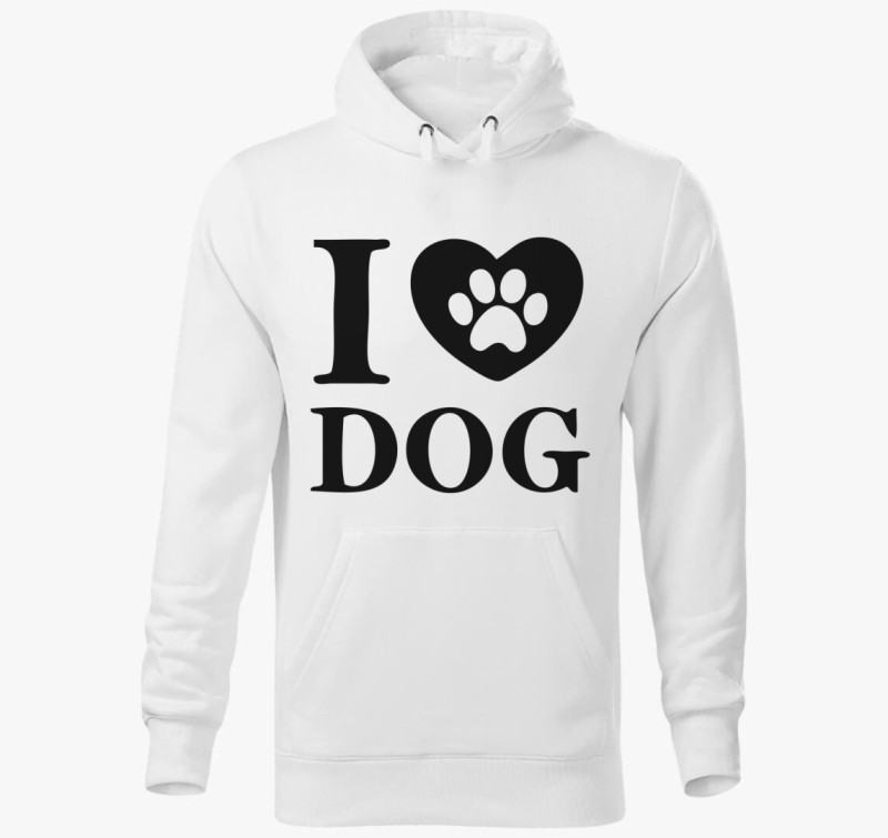 I love dog kapucnis pulóver — Fehér