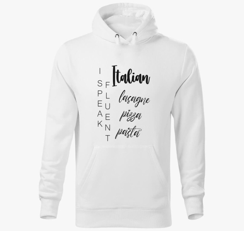 Fluent italian pizza kapucnis pulóver — Fehér