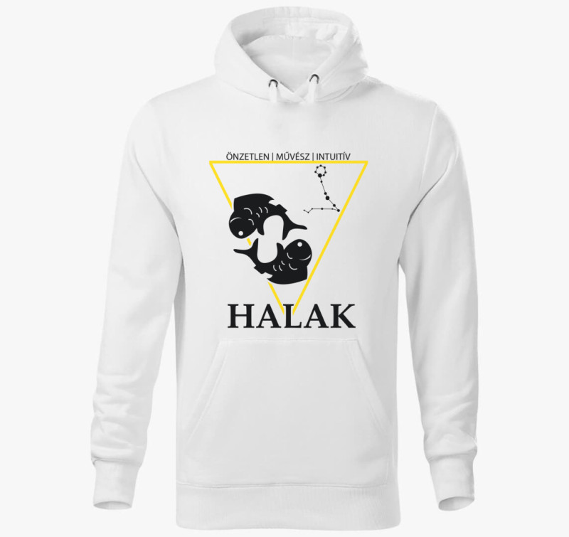 Horoszkóp HALAK kapucnis pulóver — Fehér