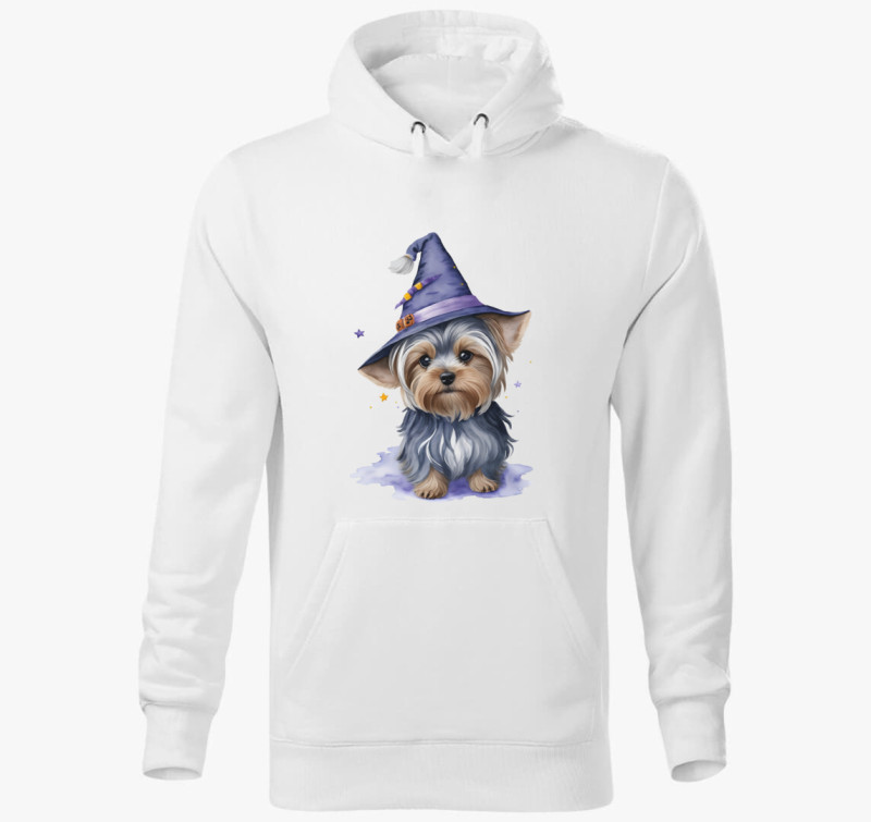 Halloween Yorki kapucnis pulóver — Fehér