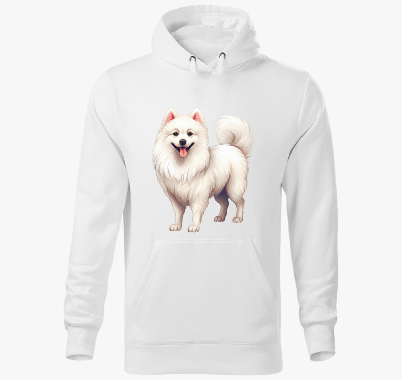 Japán spitz kapucnis pulóver — Fehér