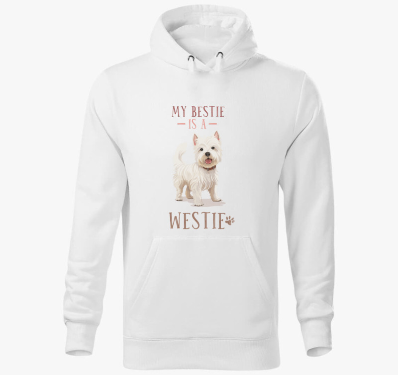 Bestie westie kapucnis pulóver — Fehér