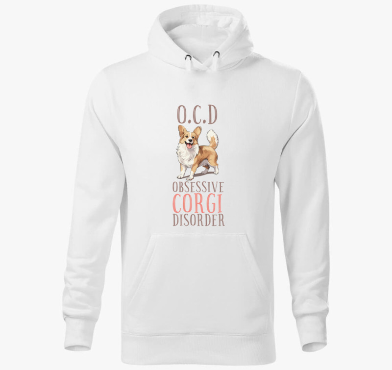 Corgi OCD kapucnis pulóver — Fehér